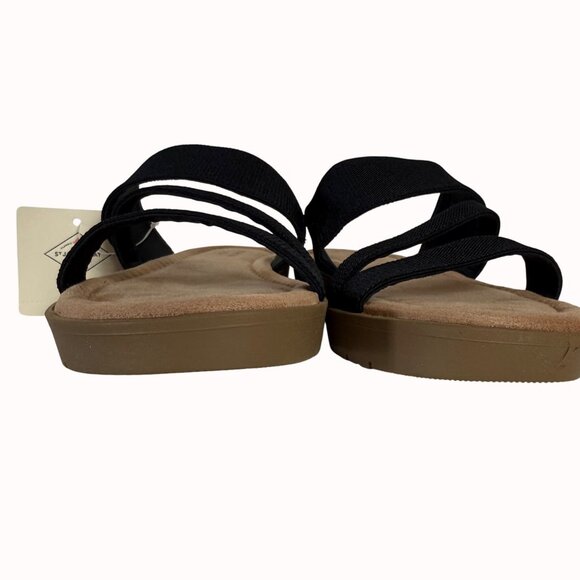 St Johns Bay Strappy Sandals Size 7.5 Black Memory Foam Flat Comfort Summer Fash - Picture 12 of 13